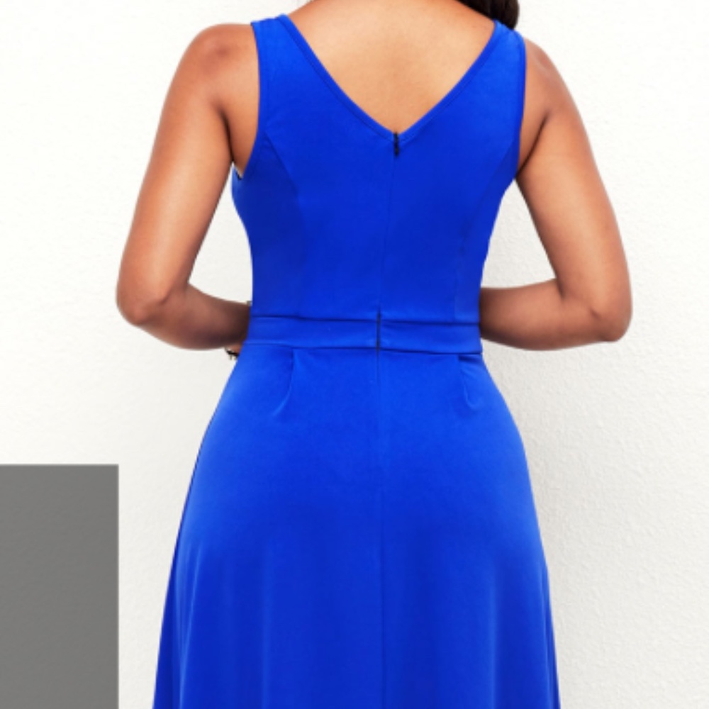 Royal Blue Sleeveless Lace Dress - Picture 2 of 9